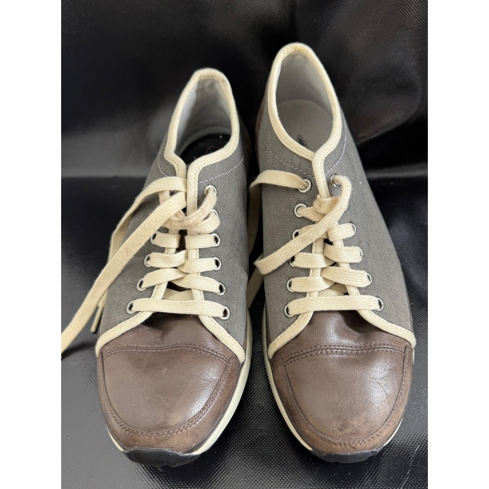 MBT Women's Casual Walking Sneakers‎ Brown Leather Gray Canvas Comfort Shoes